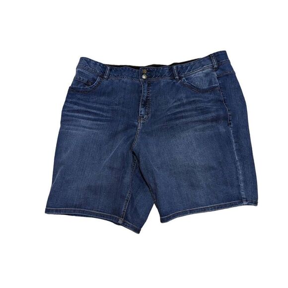 Lane Bryant Women's Blue Stretch High Rise Bermuda Jeans Short Size 26 - Picture 1 of 6
